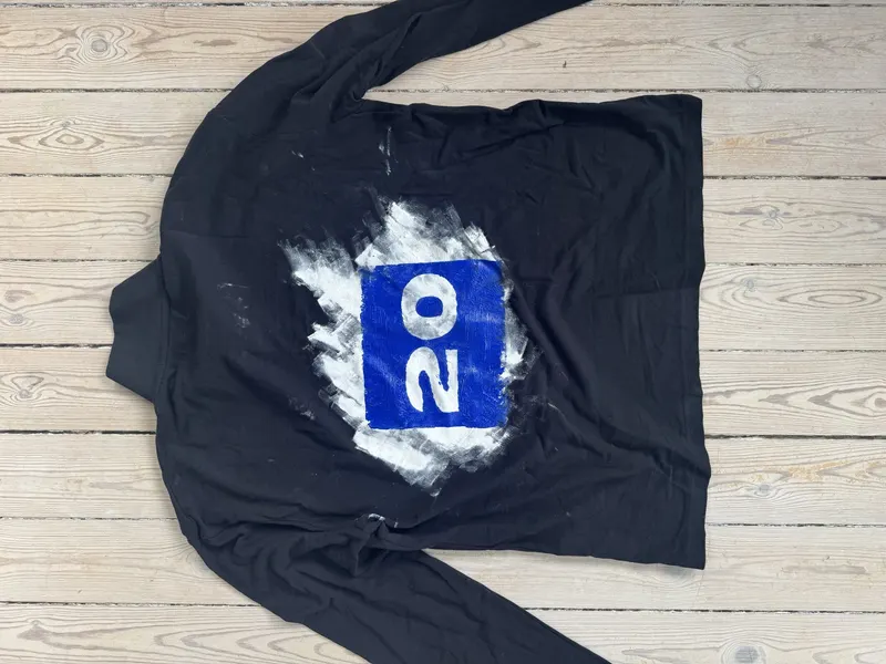 broke & broken — long sleeve black polo, actually broken, fatsyle texture, blue backprint 20 (photo 2 of 2)