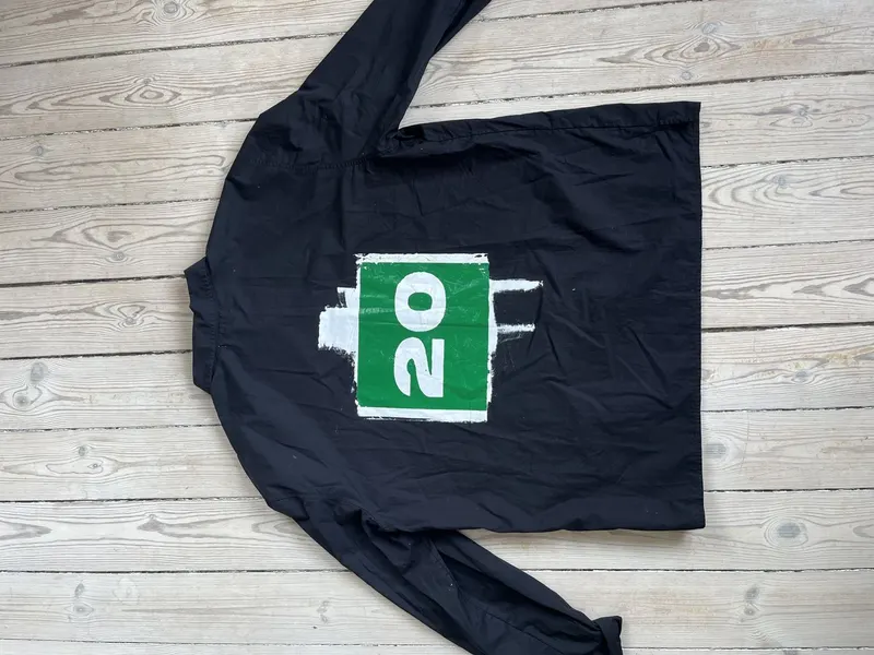 forgive anything I say or do — black dress shirt white canvas with green backprint 20 (photo 2 of 2)